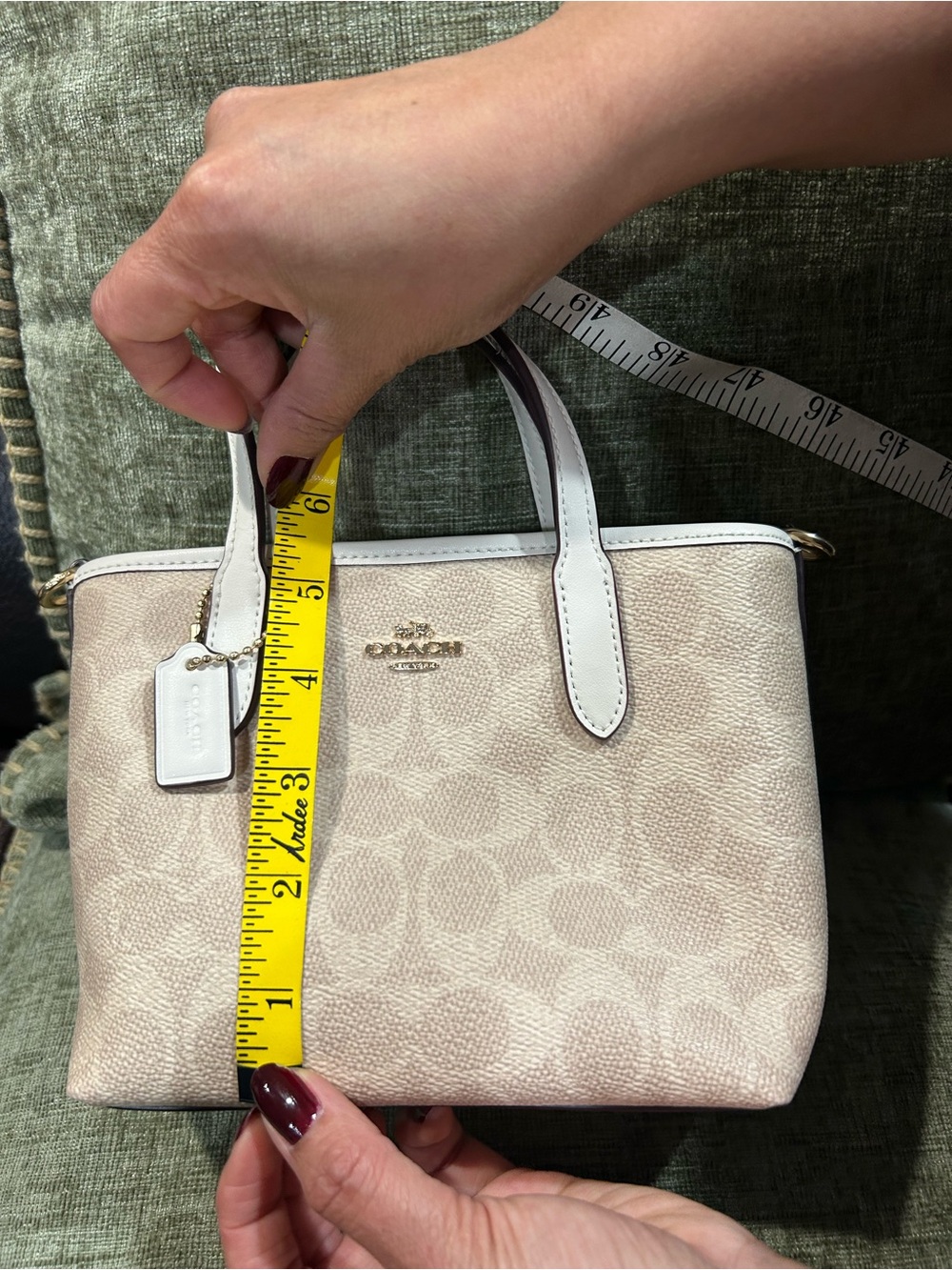 Coach Cream and White Mini Pebbled Satchel - Picture 12 of 12